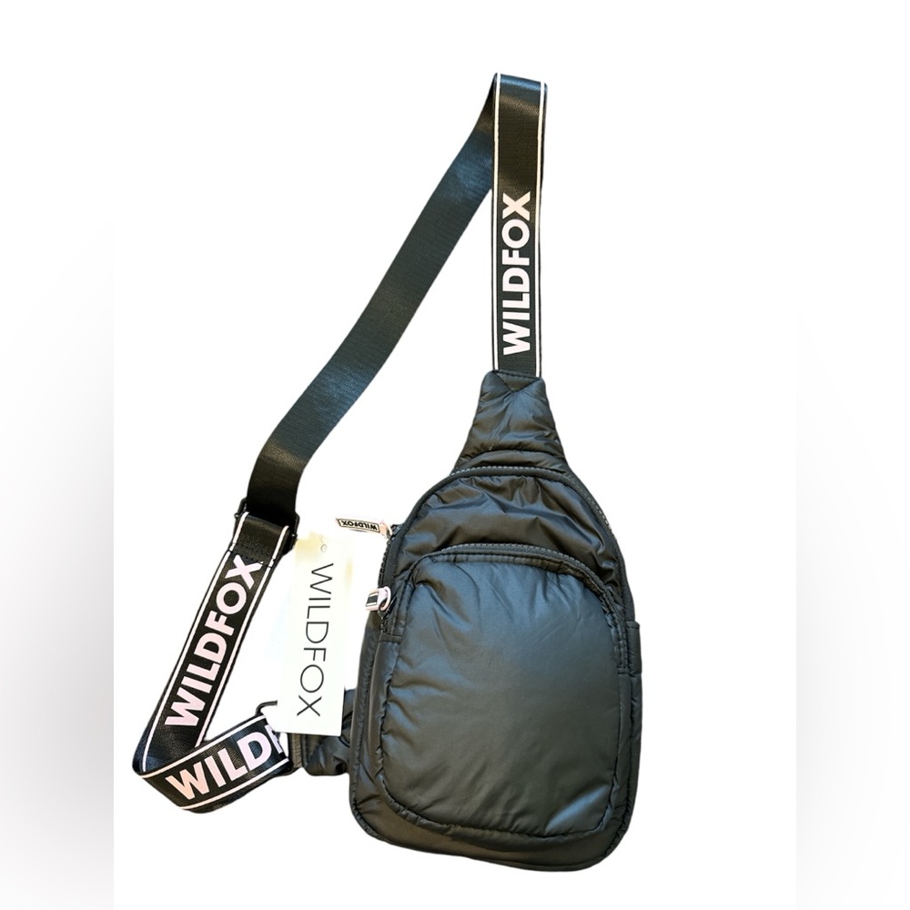 NWT WILDFOX Sling Logo Shoulder Bag Black/Pink